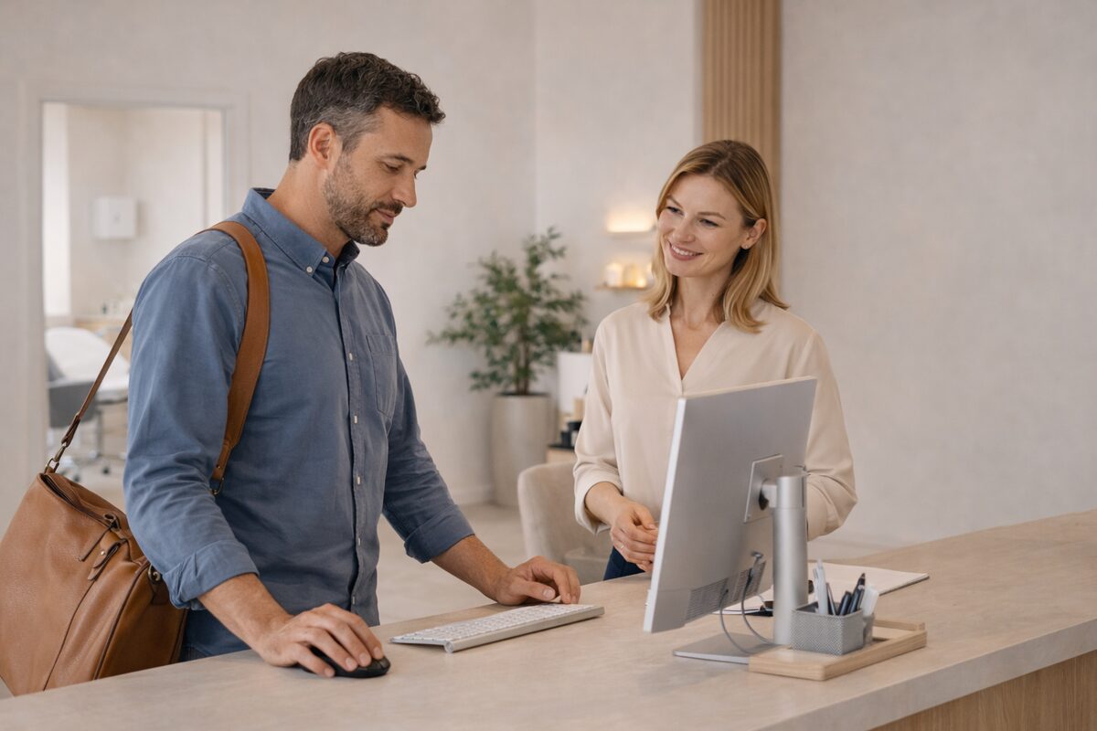 Two professionals starting work in a modern service business